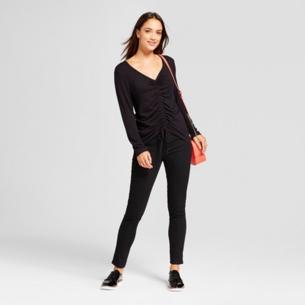 Women's Long Sleeve Ruched Front Top - A New Day™
